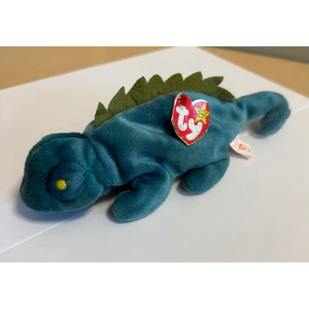 Ty Beanie Baby Rainbow the Chameleon Teal Blue Plush Toy 1997 Vintage with Tags